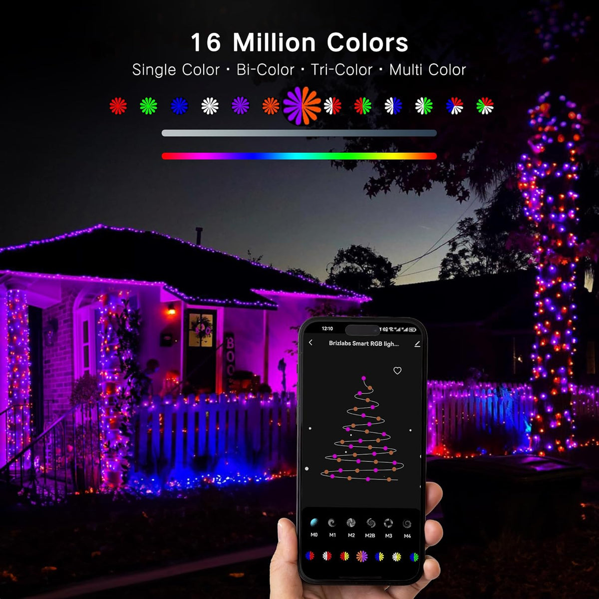 BrizLabs Smart 65ft 198 LED Fairy Lights App Control Clear Wire Work with Alexa Google Home PREMIUM SERIES