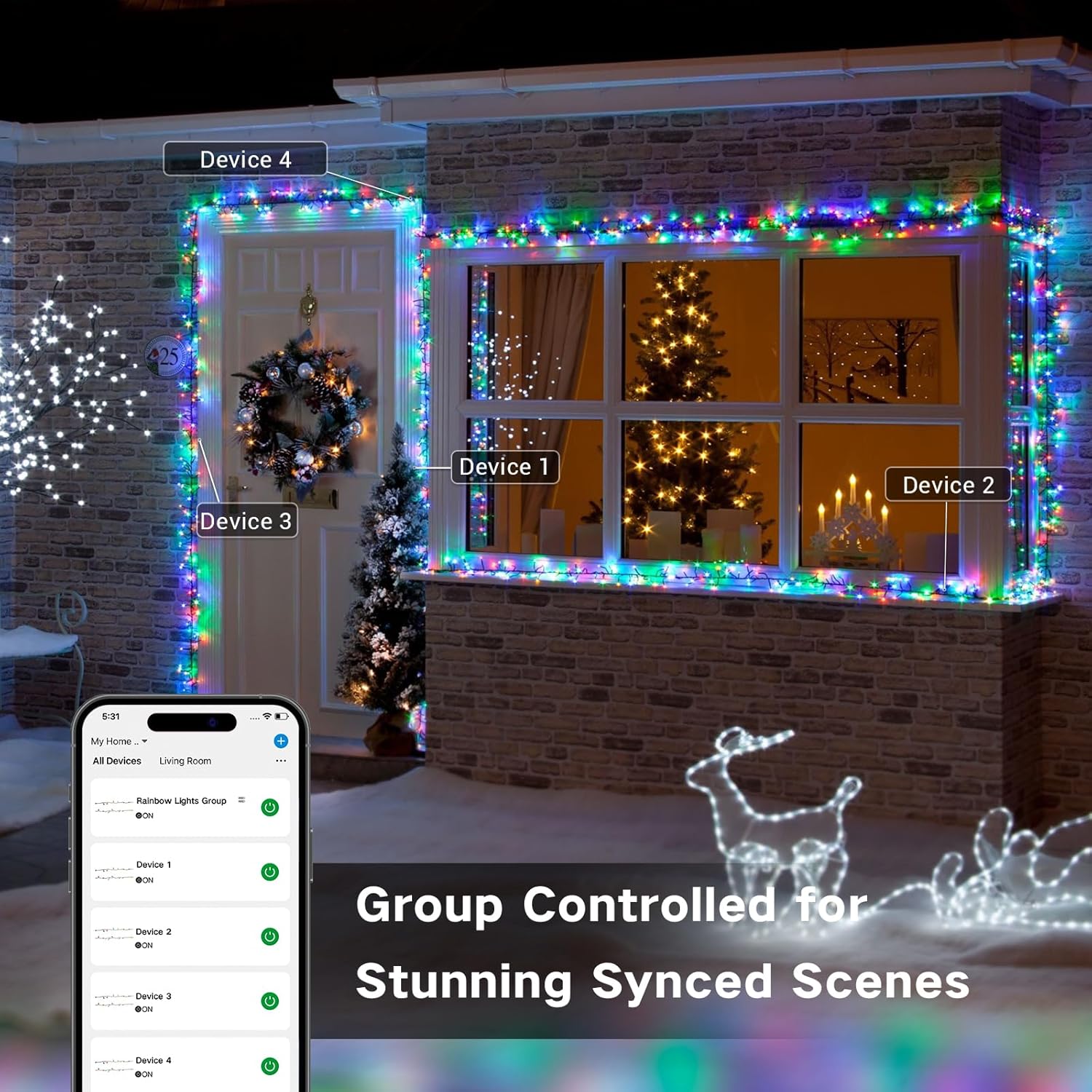 19.68FT 200 LED Smart Cluster Christmas Lights, App & Voice Controlled