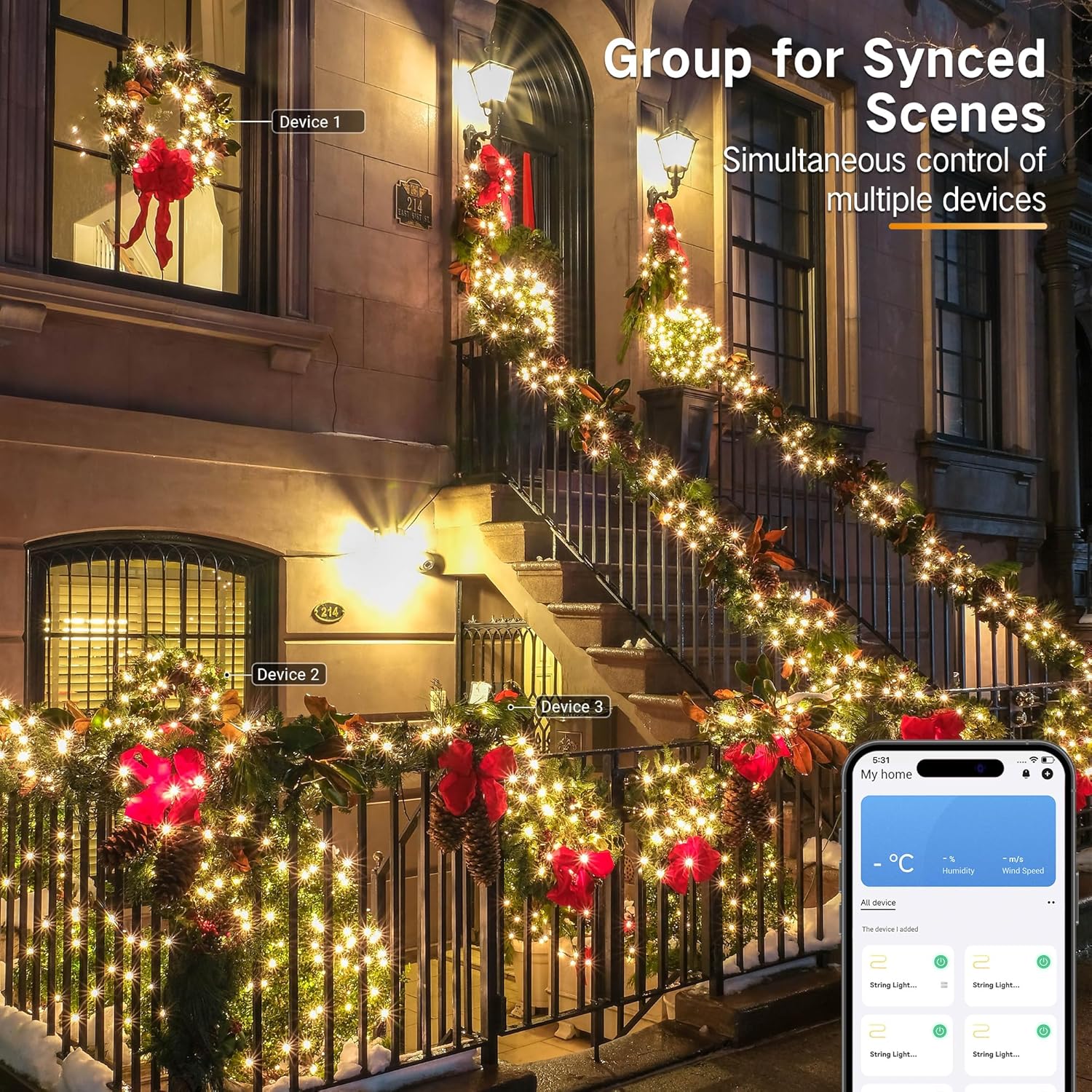 Smart Mini Christmas Lights, 164FT 500 LED,Warm White & Multicolor Color Changing App & Voice Control