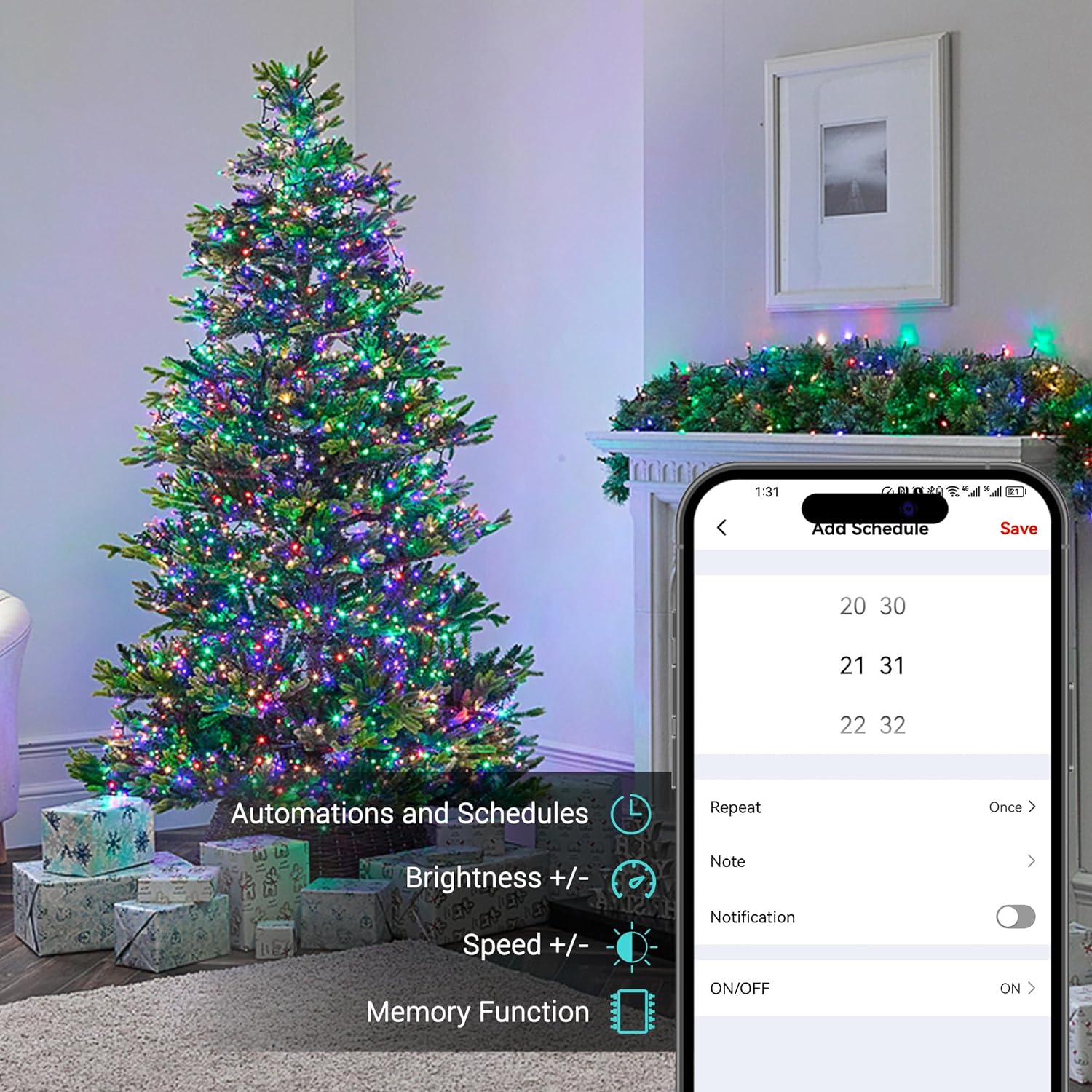 BrizLabs Smart Mini Christmas Lights 65ft 198 LED App Control Work with Alexa & Google Home PREMIUM SERIES