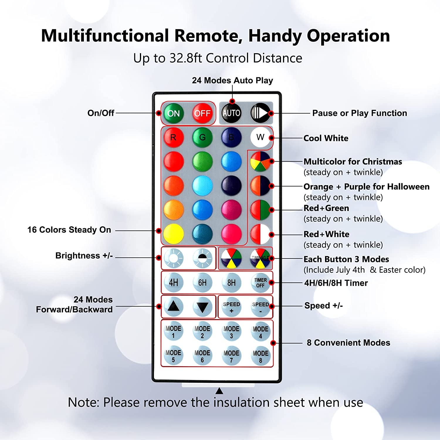 BrizLabs RGB Color Changing Fairy Lights with 44-Keys Remote