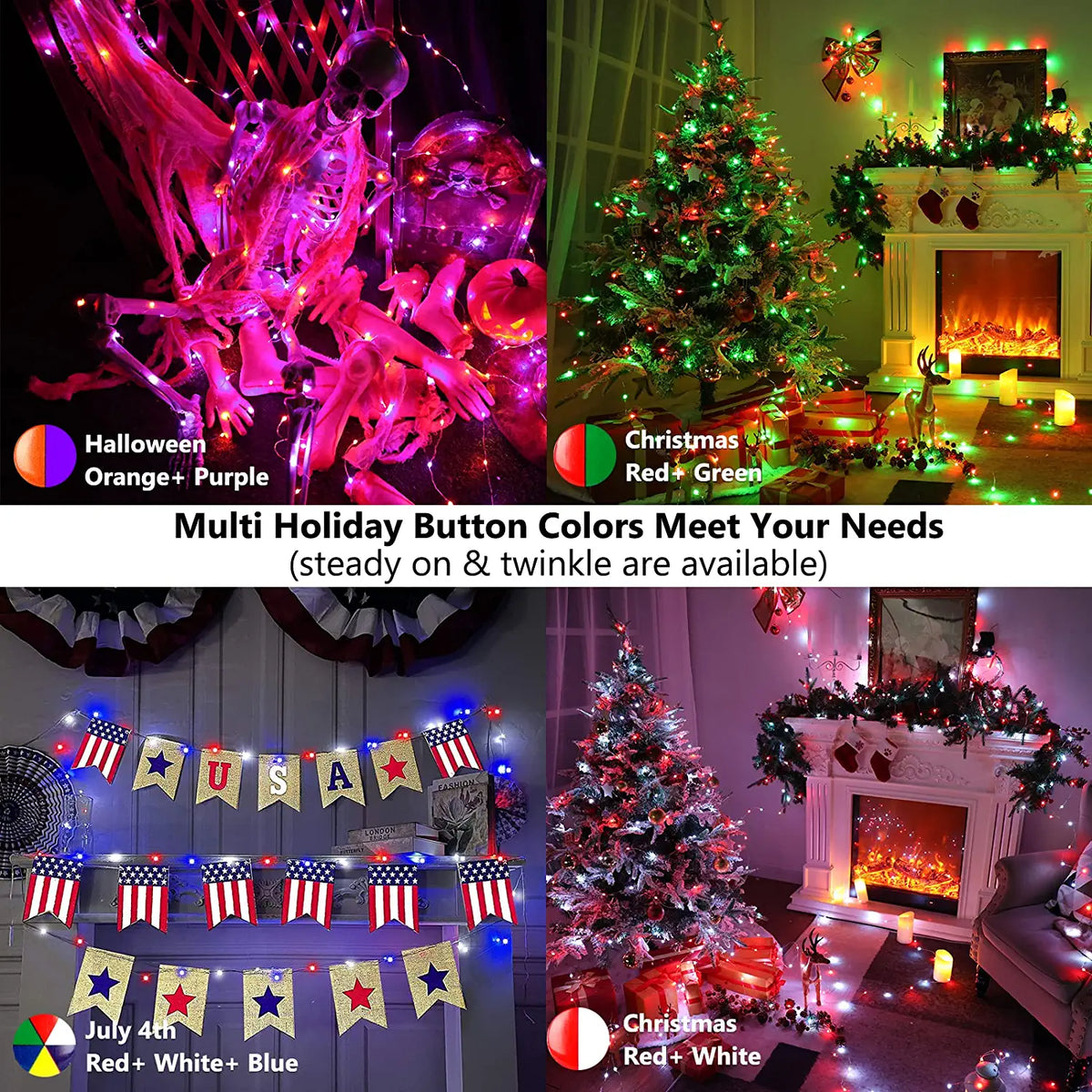 BrizLabs 33ft 100 LED USB Powered RGB  Fairy Lights with 44 Keys Remote