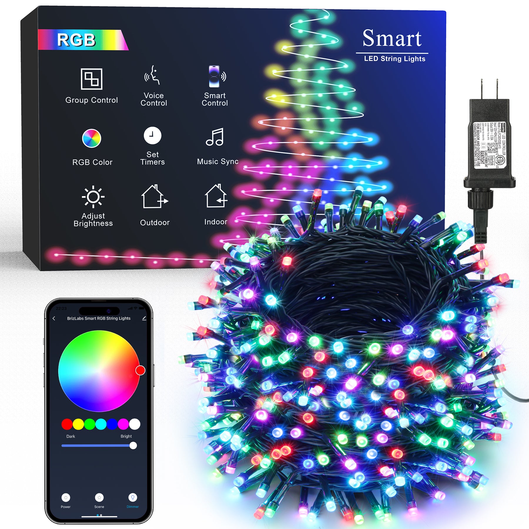 Smart Color Changing Christmas Lights  App Control, Work with Alexa & Google Home