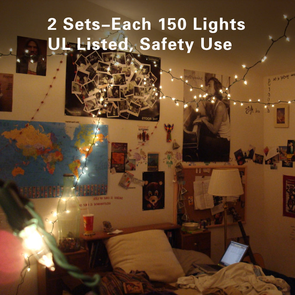 BrizLabs 300-Count 69.6ft Incandescent Christmas Lights, Clear Bulbs, Warm White, UL Certified