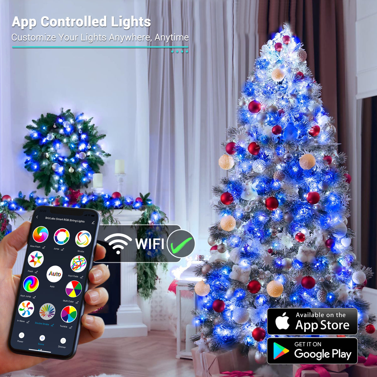 Smart Color Changing Christmas Lights  App Control, Work with Alexa & Google Home