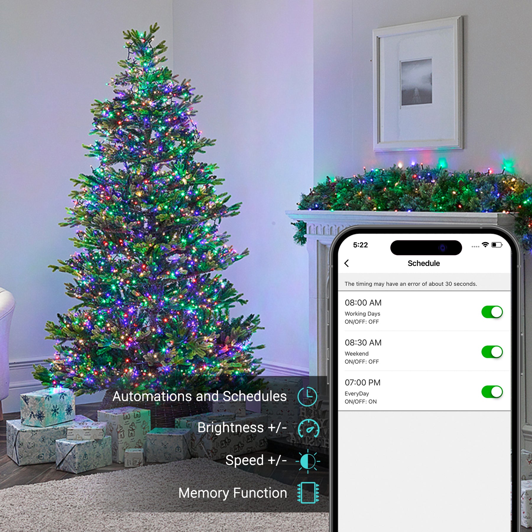 Smart Color Changing Christmas Lights  App Control, Work with Alexa & Google Home