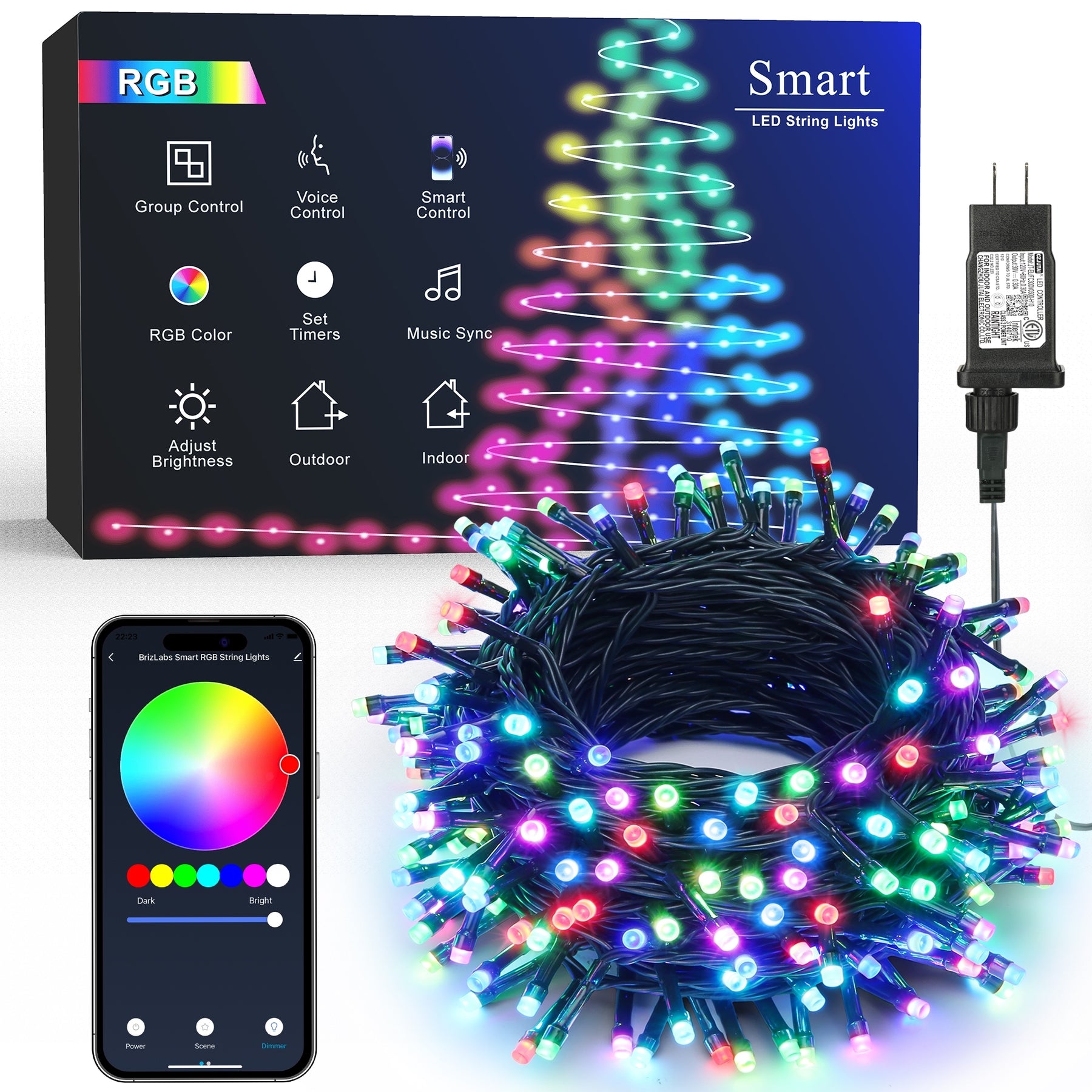 Smart Color Changing Christmas Lights  App Control, Work with Alexa & Google Home