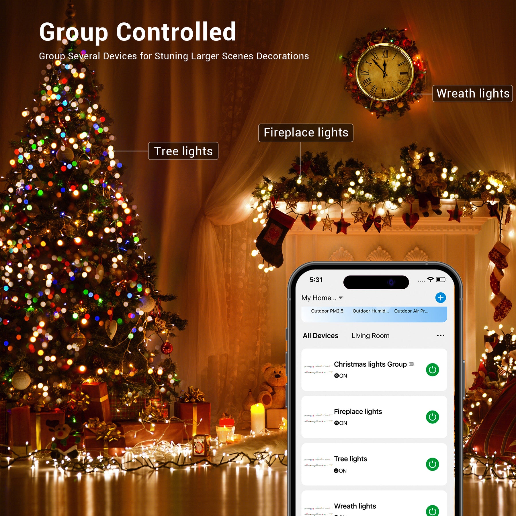 Smart Color Changing Christmas Lights  App Control, Work with Alexa & Google Home