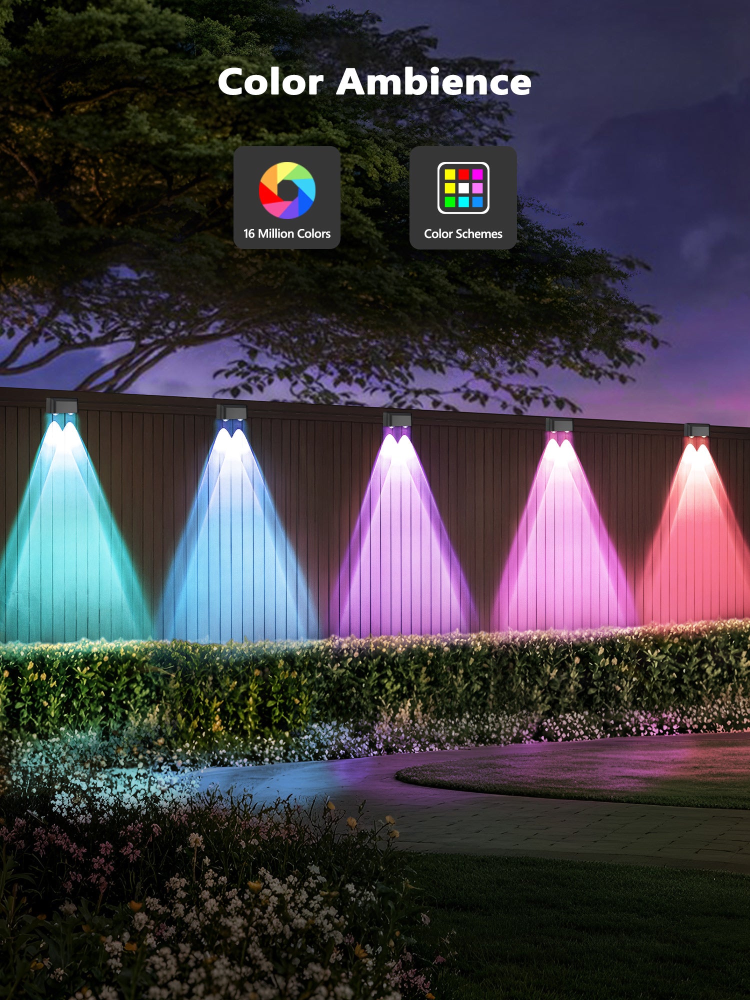 BrizLabs RGBCW Smart Fence Lights Outdoor Deck Lighting Work with Alexa & Google Home, APP Control, IP65, Music Sync