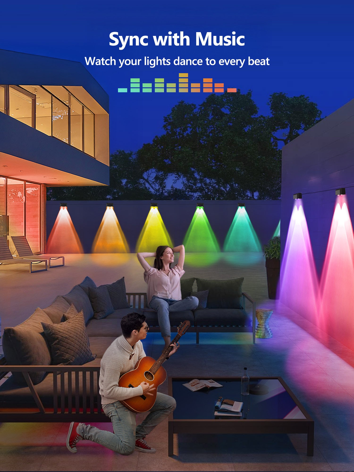 BrizLabs RGBCW Smart Fence Lights Outdoor Deck Lighting Work with Alexa & Google Home, APP Control, IP65, Music Sync