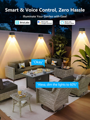 BrizLabs RGBCW Smart Fence Lights Outdoor Deck Lighting Work with Alexa & Google Home, APP Control, IP65, Music Sync
