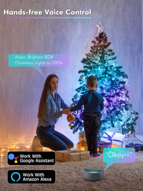 Smart Fairy Lights 66FT 200 LED Wifi Color Changing Halloween Lights App Controlled RGB Christmas Lights Orange & Purple String Lights Music Sync Party Lights Compatible with Google Home Alexa
