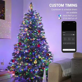 Smart Mini Christmas Lights, 98FT 300 LED,Warm White & Multicolor Color Changing App & Voice Control