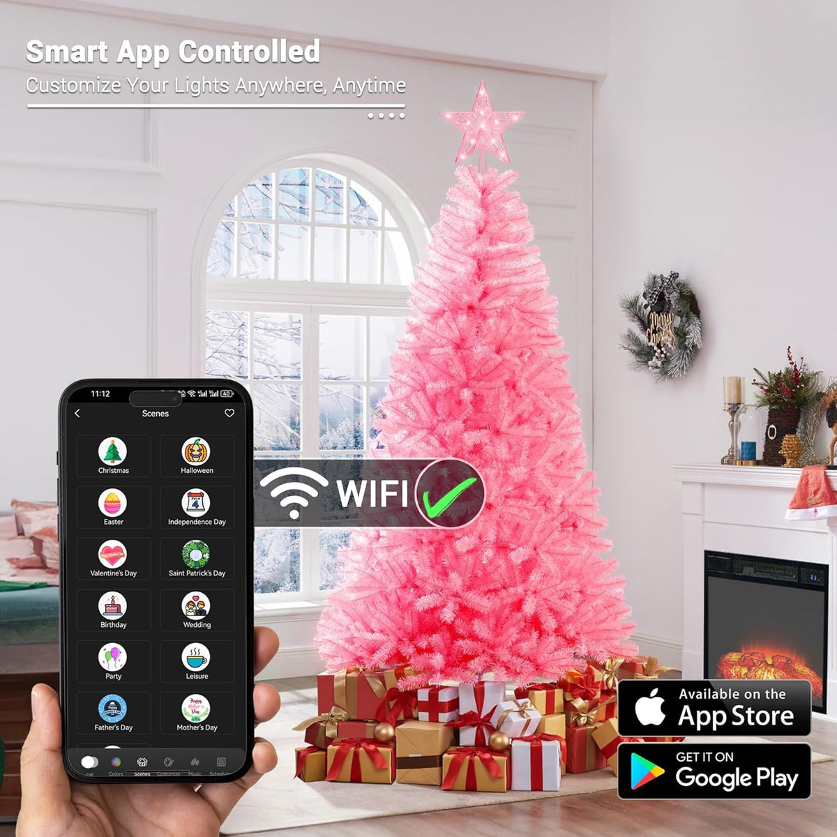 7.5" WiFi RGB LED Smart Christmas Tree Topper, App & Voice Controlled