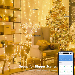 BrizLabs 66FT 200 LED Warm White Smart Christmas Lights Clear Wire Music Sync with App/Voice Control