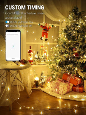 Smart Mini Christmas Lights, 66FT 200 LED,Warm White & Multicolor Color Changing, Clear Wire, App & Voice Control