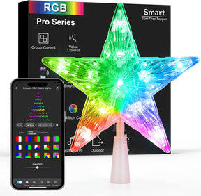 7.5" WiFi RGB LED Smart Christmas Tree Topper, App & Voice Controlled