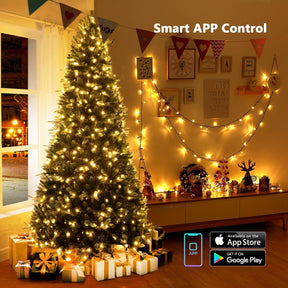 BrizLabs 66FT 200 LED  Warm White Smart Christmas Lights Green Wire with App/Voice Control, Multiple Modes with Playlist Function