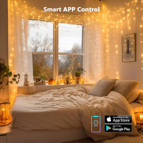 BrizLabs 66FT 200 LED Warm White Smart Christmas Lights Clear Wire Music Sync with App/Voice Control