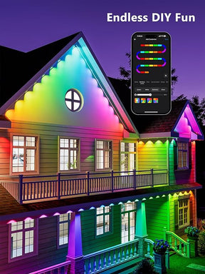 BrizLabs Smart Permanent Outdoor Lights – RGB, Warm White & Cool White, DIY Customization, Music Sync, Voice & App Control, 50FT