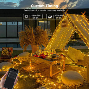 BrizLabs 66FT 200 LED Warm White Smart Christmas Lights Clear Wire Music Sync with App/Voice Control