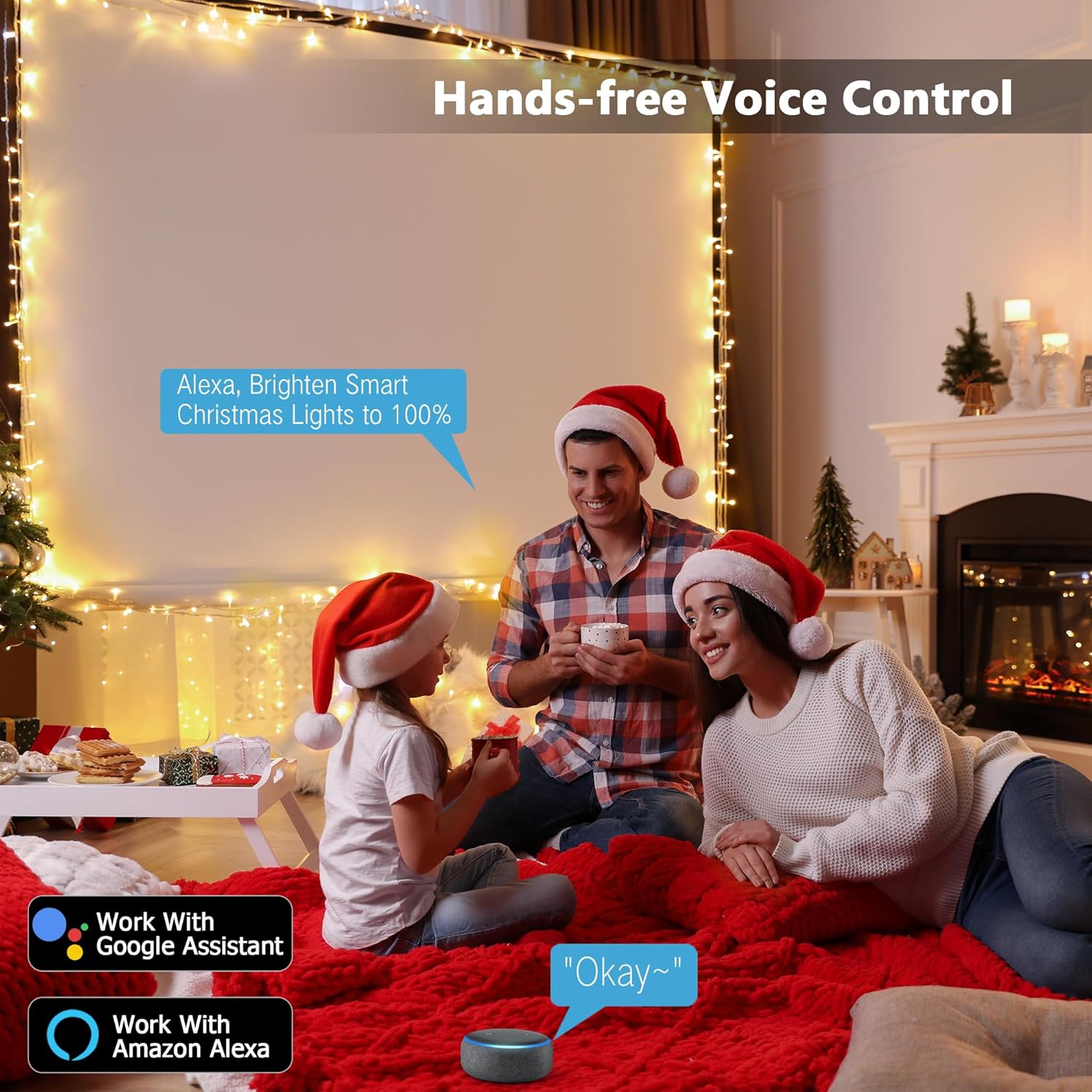 BrizLabs 66FT 200 LED Warm White Smart Christmas Lights Clear Wire Music Sync with App/Voice Control