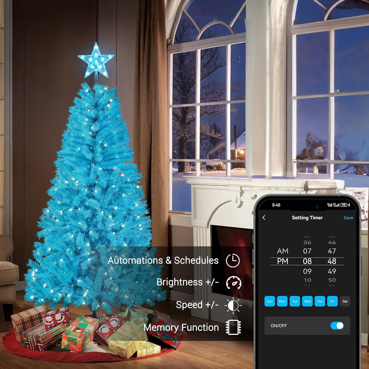 7.5" WiFi RGB LED Smart Christmas Tree Topper, App & Voice Controlled