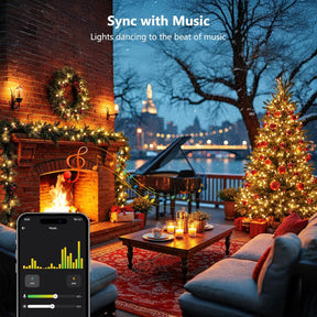 BrizLabs 66FT 200 LED  Warm White Smart Christmas Lights Green Wire with App/Voice Control, Multiple Modes with Playlist Function