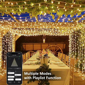 BrizLabs 66FT 200 LED Warm White Smart Christmas Lights Clear Wire Music Sync with App/Voice Control