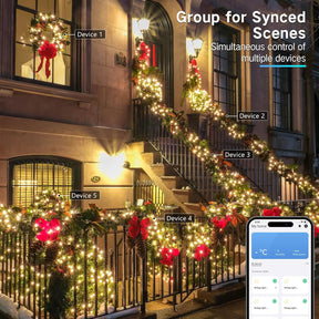 BrizLabs 66FT 200 LED  Warm White Smart Christmas Lights Green Wire with App/Voice Control, Multiple Modes with Playlist Function