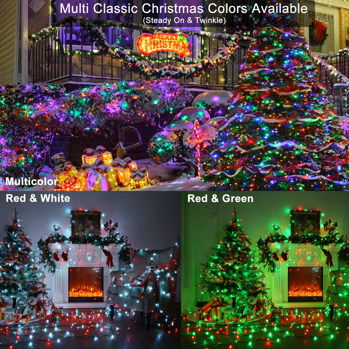 Color Changing Christmas Lights, 33ft 100 LED RGB Halloween Lights with Remote, Dimmable Orange & Purple Lights String, USB Christmas Tree Lights, Indoor Xmas Lights for Year-round Party Decor