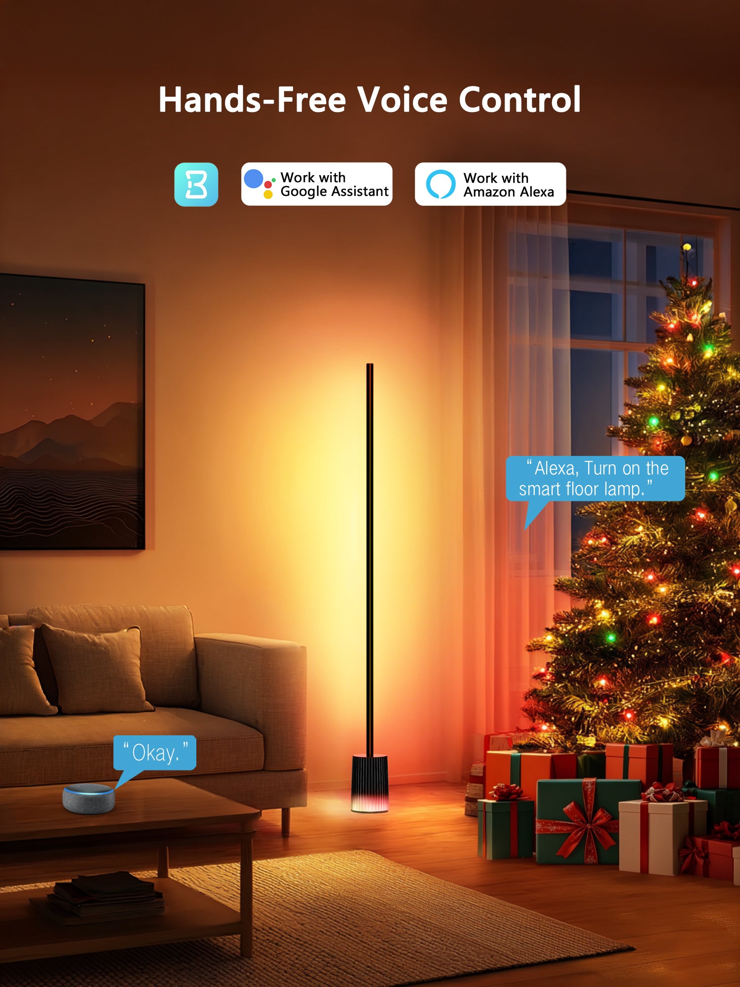 BrizLabs RGBCW 1725lm Smart Floor Lamp,75+ Scene Modes,Music Sync, DIY, Compatible with Matter, Alexa, Google