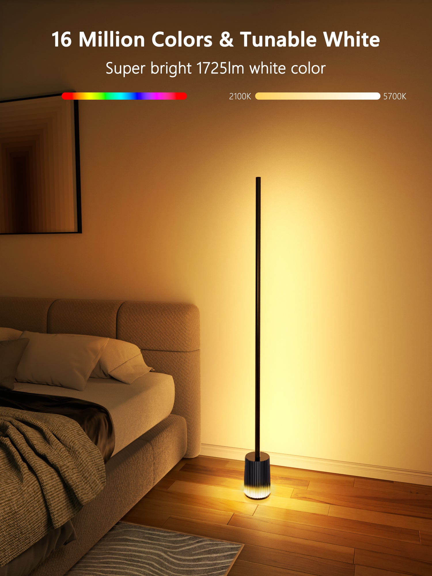 BrizLabs RGBCW 1725lm Smart Floor Lamp,75+ Scene Modes,Music Sync, DIY, Compatible with Matter, Alexa, Google