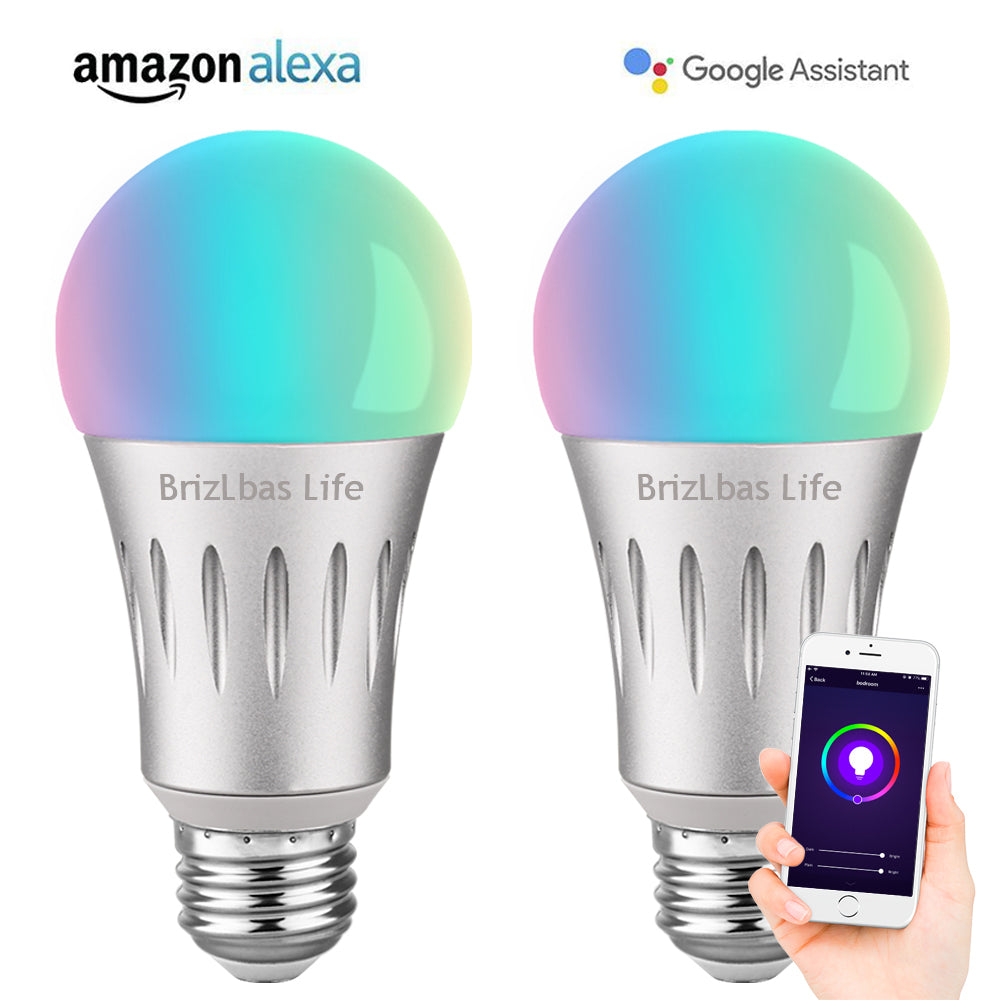 BrizLabs Life Flash Bulbs, A19 7W 60W Equivalent LED Bulbs, Dimmable Tunable Warm White Bulb, Color Bulbs Work with Alexa and Google Home, E26, 600LM, 2 Pack
