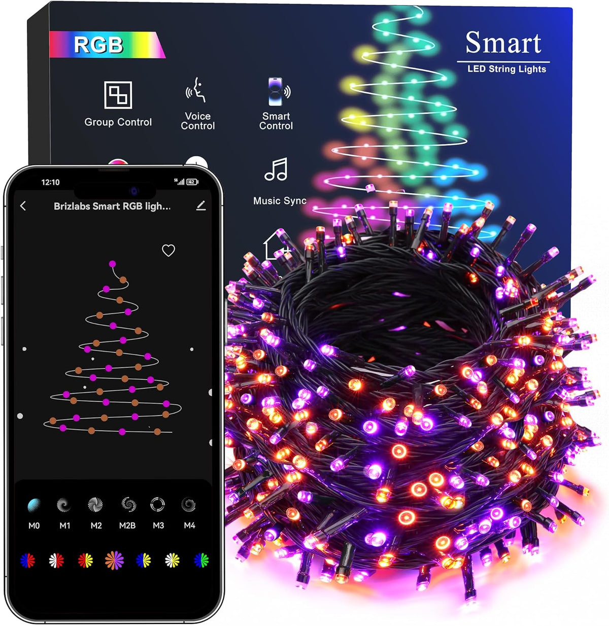 BrizLabs Smart Christmas Lights, 196ft 600 LED Smart WiFi Color Changing String Lights App Controlled, RGB Christmas Tree Lights Work with Alexa & Google Home for Halloween Indoor Outdoor Decor
