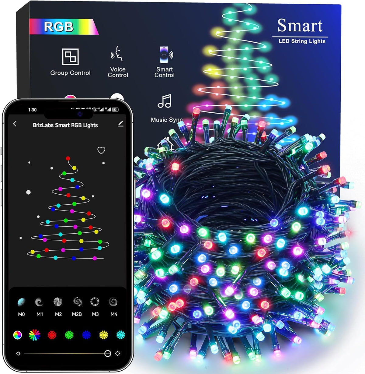BrizLabs Smart Christmas Lights, 261ft 798 LED WiFi String Lights App Control, Dimmable Color Changing Christmas Lights, RGB Xmas Tree Lights Work with Alexa Google Home for Outdoor Indoor Party Decor