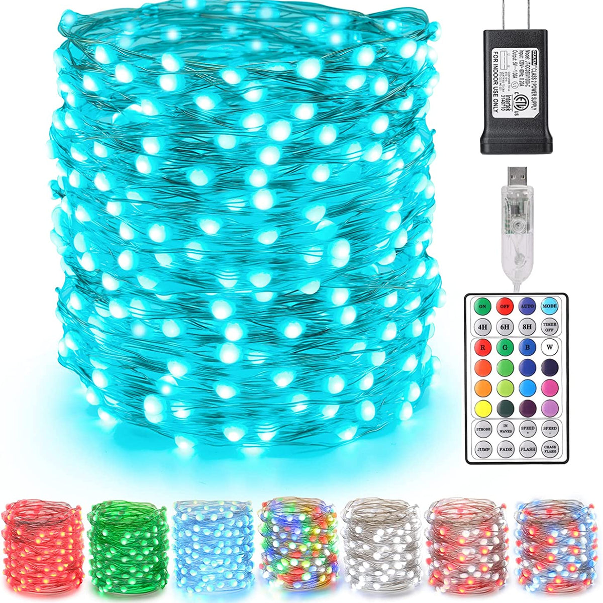 Color changing string lights with remote top