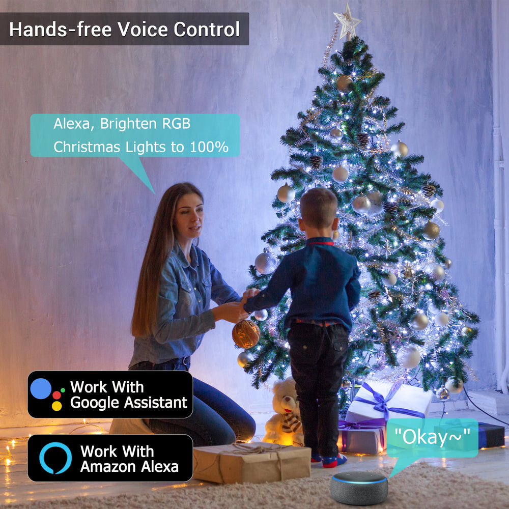 Smart Color Changing Christmas Lights App Control, Work with Alexa & G